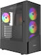 Gembird Fornax 200 Gaming Midi Tower Κουτί Υπολογιστή με Πλαϊνό Παράθυρο Μαύρο