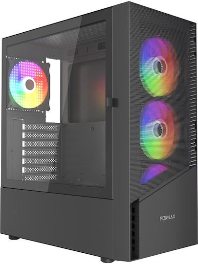 Gembird Fornax 200 Gaming Midi Tower Κουτί Υπολογιστή με Πλαϊνό Παράθυρο Μαύρο