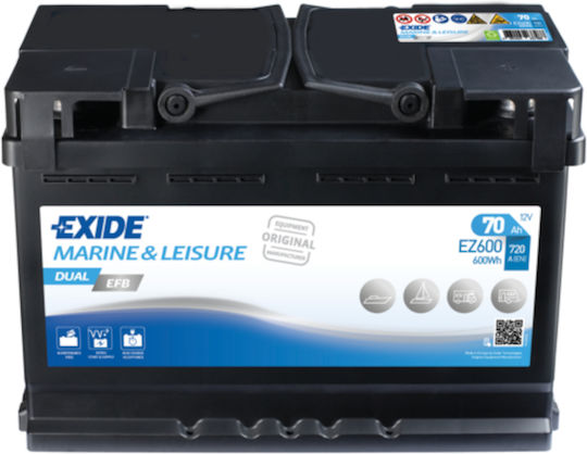 Exide Baterie Barca / Auto / Camion Dual Efb cu Capacitate 70Ah
