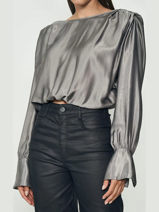 Bluza Damă Satin Gri