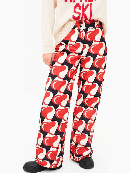 Women's Fabric Trousers with Elastic Loose Fit Red