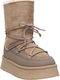 Wildleder Stiefeletten Damen mit Pelz Beige