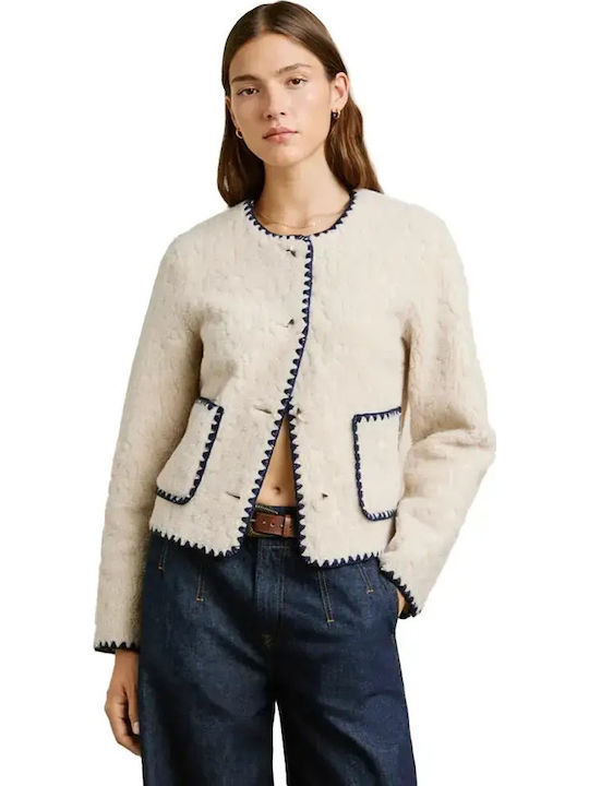 Crop Damenjacken für Winter Mousse Weiß