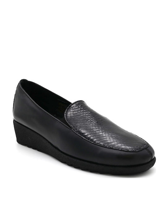 Loafers Dama Din Piele În Culoare Neagră