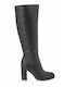 Synthetic Leather High Heel Women's Boots Black