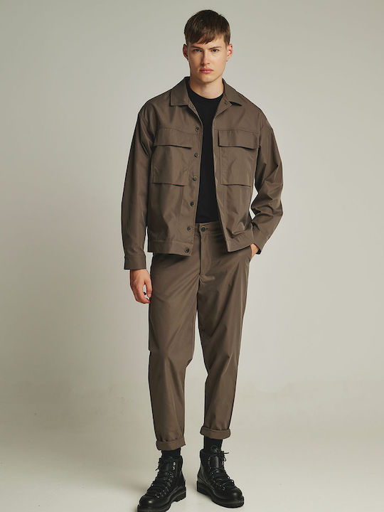 P/Coc Long Sleeve Overshirt In Regular Fit Beige
