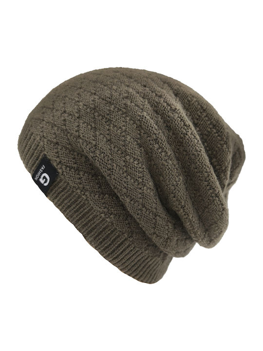 Beanie Unisex Σκούφος Πλεκτός σε Καφέ χρώμα