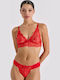 Milena by Paris Lace Underwear Set with Bralette & Brazil Red