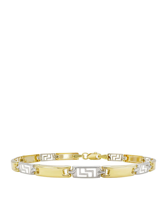 Kiriakos Gofas Women's Bracelet with Meander Design in 14K Gold 18cm