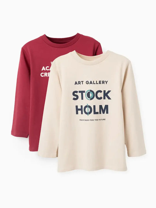 Set Kinderhemden Beige, Burgundy