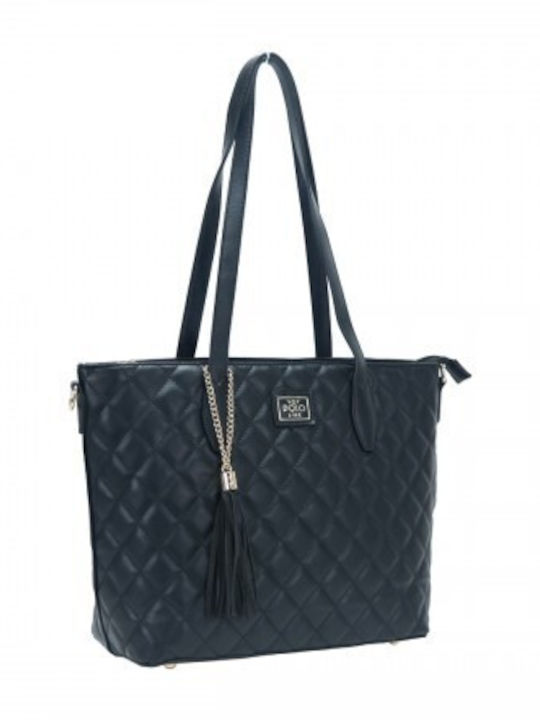 VQF Polo Line Γυναικεία Τσάντα Shopper Ώμου Μαύρη