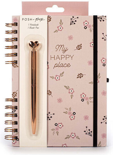 Tri-Coastal Design My Happy Place Caiet Cu Cauciuc Și Suport Pentru Stilou