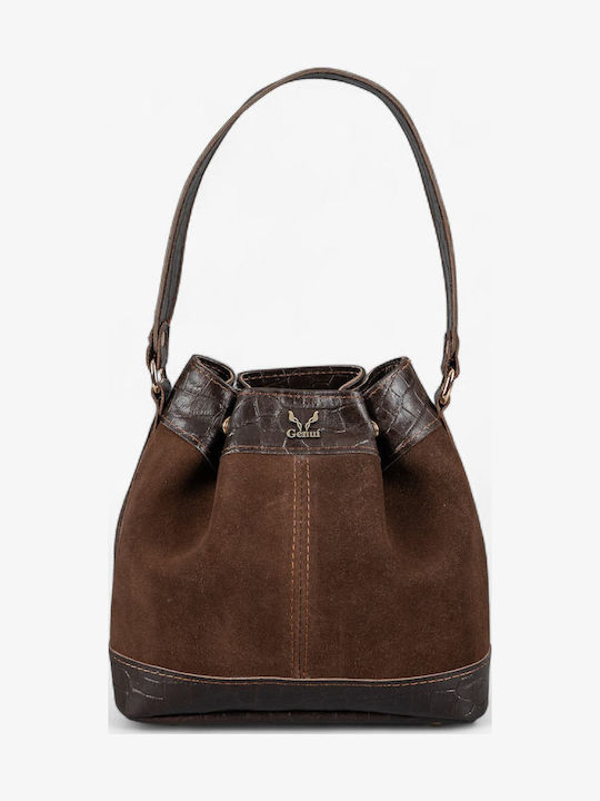 Leder Damenbeutel Schultertasche Brown suede