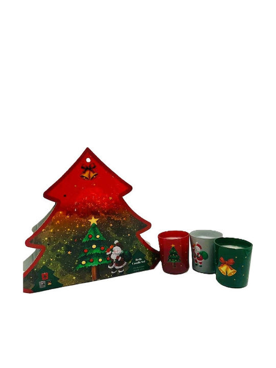 Christmas Candles Bells Set 3 Pieces Glass Vase Marva 847081