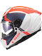 LS2 Challenger II FF817 Titan Matt White/Blue/Red Motorcycle Helmet Full Face ECE 22.06 with Sunvisor