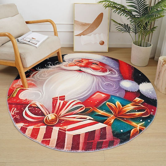 Covor De Crăciun “Moș Crăciun Cadouri" Imitatie Cașmir 100x100cm Ry05-100