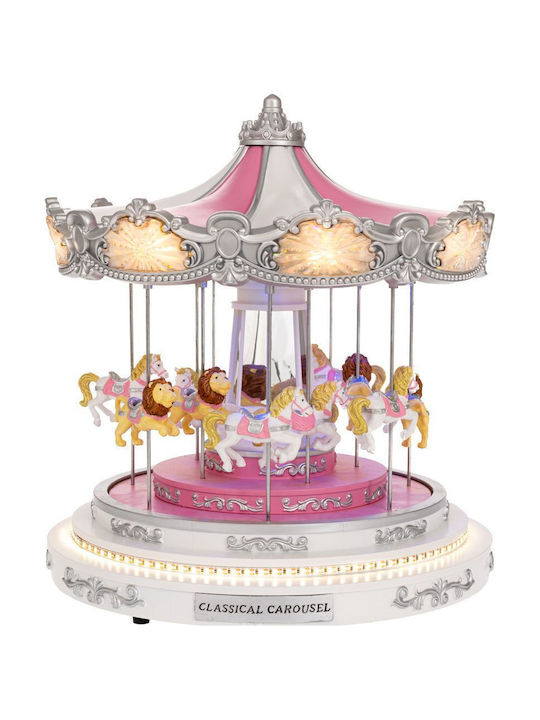 Weihnachtliches Karussell Polyresin-Kunststoff Beleuchtet mit Musik & Bewegung 30x30x36cm Iliadis 90759 Material Kunststoff Weiß Iliadis Il_90759