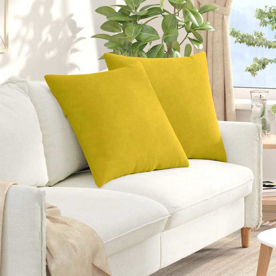 vidaXL Μαξιλάρι Καναπέ από Βελούδο Κίτρινο 60x60εκ.