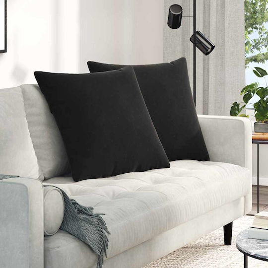 vidaXL Μαξιλάρι Καναπέ από Βελούδο Μαύρο 60x60εκ.