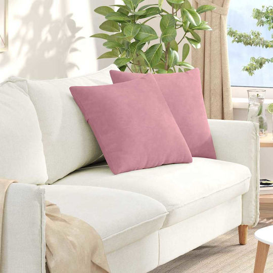 vidaXL Μαξιλάρι Καναπέ από Βελούδο Ροζ 50x50εκ.