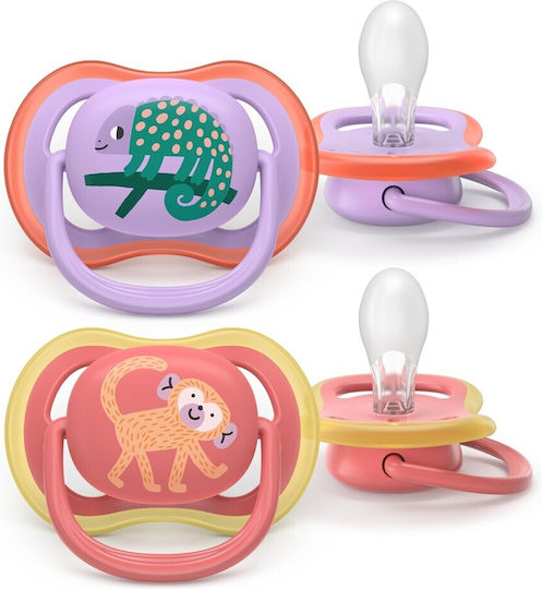 Philips Ultra Air Pacifiers Silicone with Case Red for 18+ months 2pcs