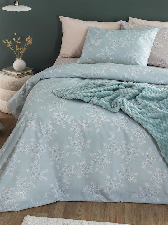 Palamaiki Duvet Cover Set Cotton Queen with 2 Pillowcases 240x250 Fashion Life Fl6280 Green