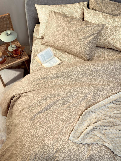 Palamaiki Bettbezug-Set Baumwolle Einzelbett mit Kissenbezug 170x250 Fashion Life Fl6284 Beige
