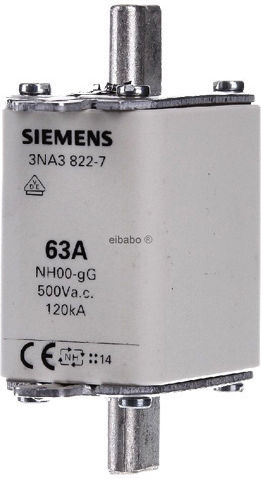Ασφαλεια Μαχαιρωτη Siemens 63α Νη000 500v Ac
