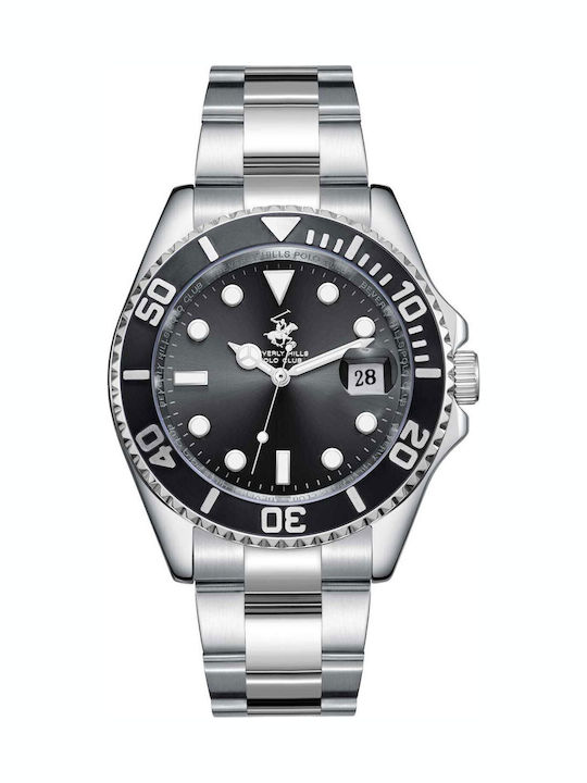 Beverly Hills Polo Club Men's Watch Battery with Silver Metal Bracelet