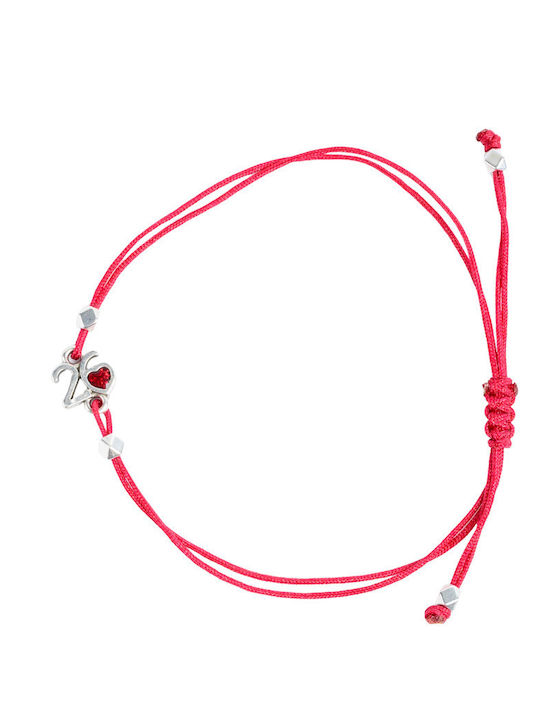 Handmade Kids Bracelet Talisman 2026 Red Heart Silver Plated Zamac
