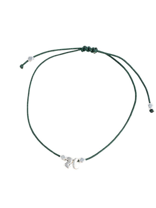 Handmade Kids Bracelet Lucky Charm 2026 Green Zamac Silver Plated