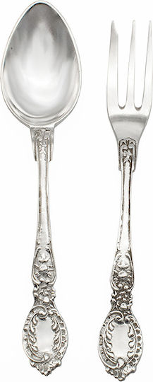 Savvas Design Σετ Κουτάλια Μεταλλικά Ασημί 14.5cm 2τμχ