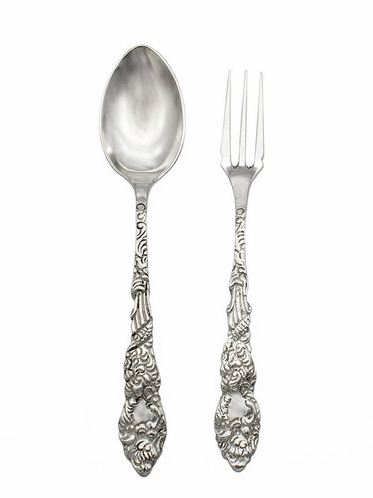 Savvas Design Σετ Κουτάλια Μεταλλικά Ασημί 14cm 2τμχ