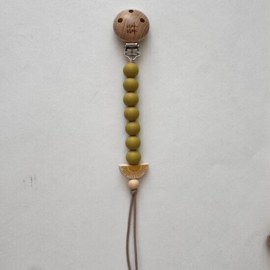 Nok Nok Clip Pacifier with Beads made of Silicone Yellow