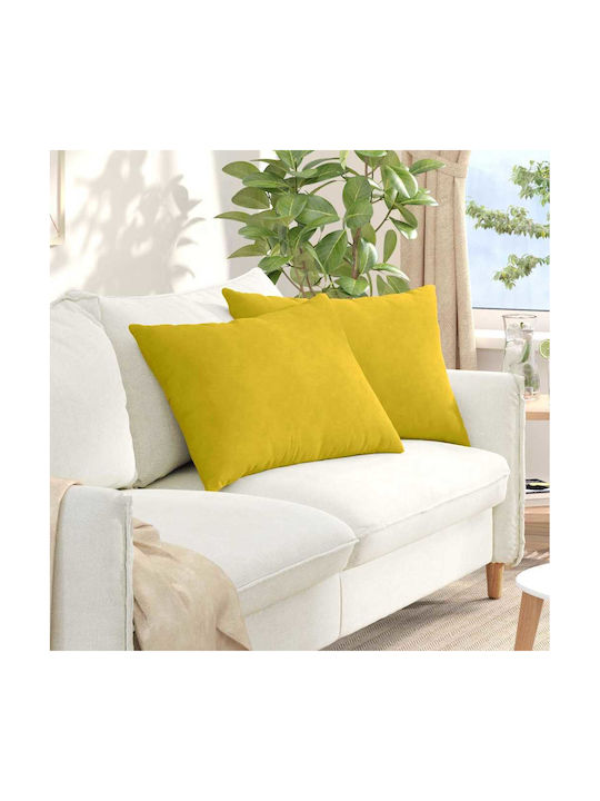 vidaXL Velvet Sofa Cushion Yellow 50x70cm