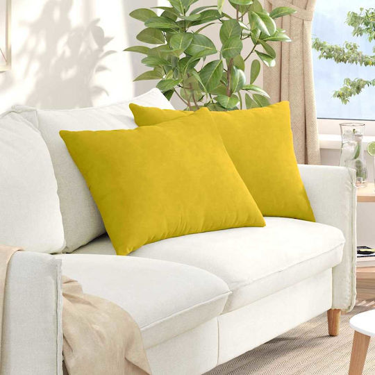 vidaXL Μαξιλάρι Καναπέ από Βελούδο Κίτρινο 50x70εκ.