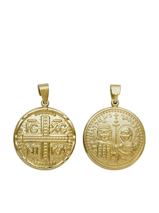 Daskalakis Anhänger Kinder Amulett Beidseitig Konstantinato aus Gold 9K 54042