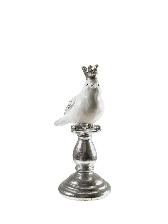 Polyester Vogel Korona Weiß Silber Basis 10,5×7,5×18 cm