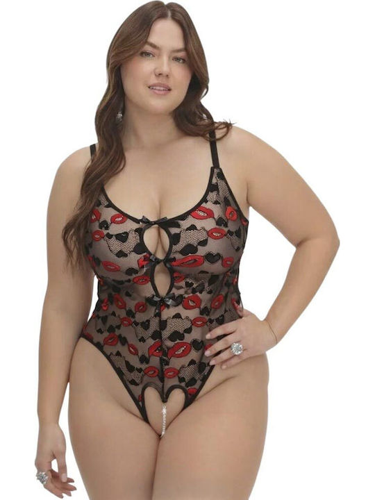 Γυναικείο Κορμάκι Plus Size Πέρλες Annamu Μαύρο A-1121
