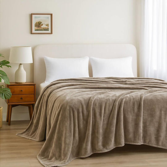 Astron Italy Pătură Catifea Supraînălțată 220x240 cm Bej