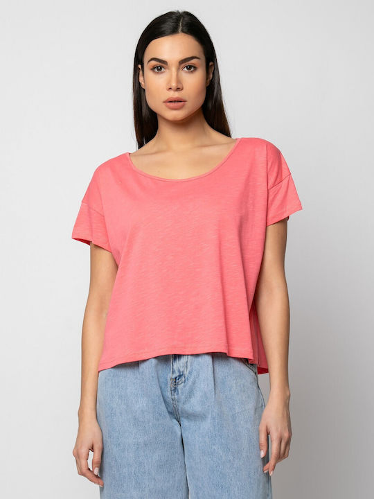 Noobass Γυναικείο Crop Top Κοραλί