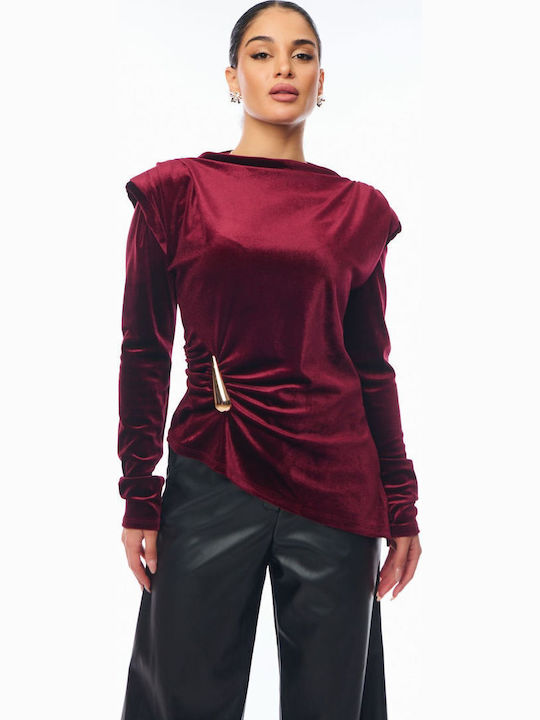 Women's Blouse Velvet Burgundy