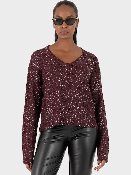 Vero Moda Damen Bluse Langärmelig mit V-Ausschn...