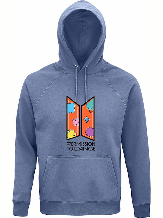 Hoodie Unisex Organic " Bts Permission To Dance Multicolor Kpop " Blue