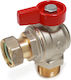 Giacomini R780px014 Winkelventil 3/4" Männlich-Weiblich Gewinde Roter T-Griff Nickel-vergüteter Messing