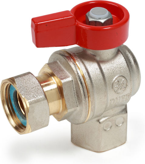 Giacomini R781px013 Winkelventil 1/2" Innengewinde Rotes T-Hebel Nickel-vergüteter Messing