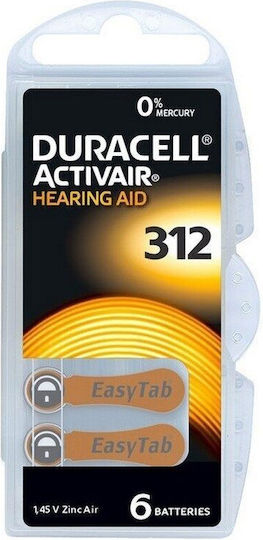 Duracell DUZA312-D6 Батерии за слухови апарати 312 1.4V 6 броя