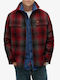 D2 Ovin Long Sleeve Overshirt in Regular Fit Checked Bordeaux