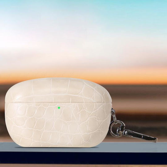Sony WF-1000XM5 Husă Protectoare Pentru Căști Textură Crocodil Culoare Candy Albă