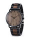 Bobo Bird Men's Watch Battery with Black Wooden Bracelet